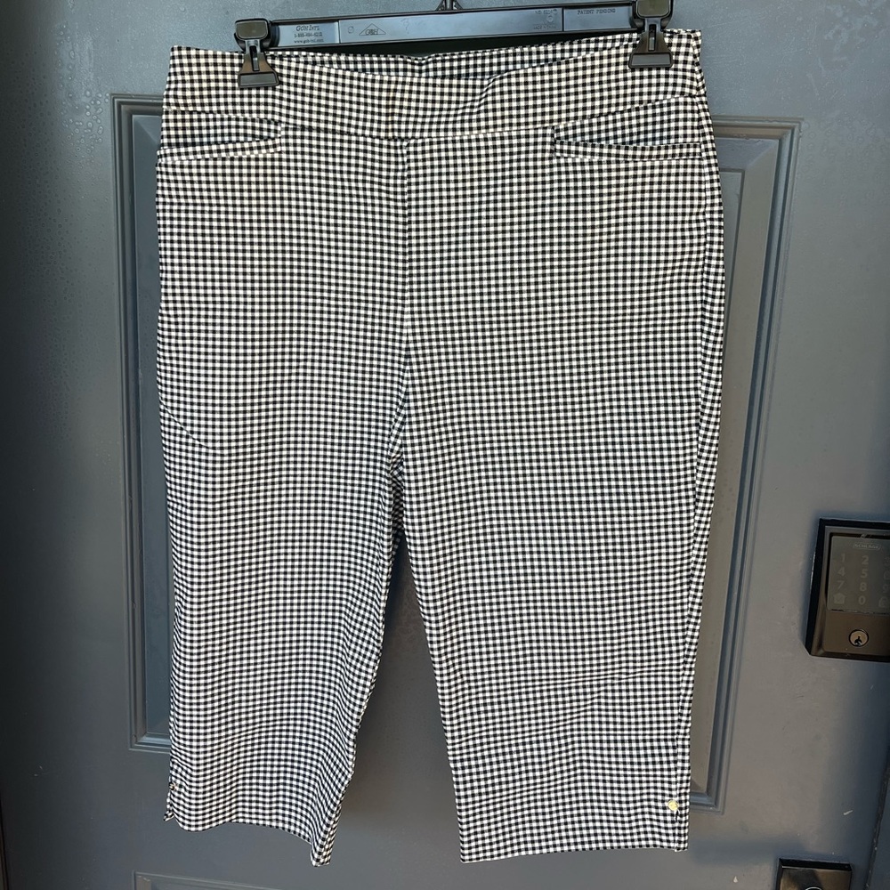 Chico's Black & White Gingham Stretch Chinos